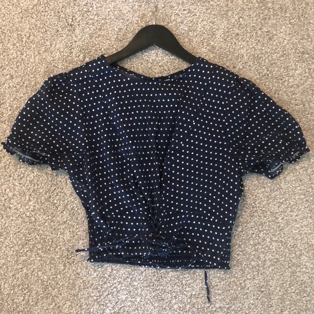 Blue polka dot crop top
